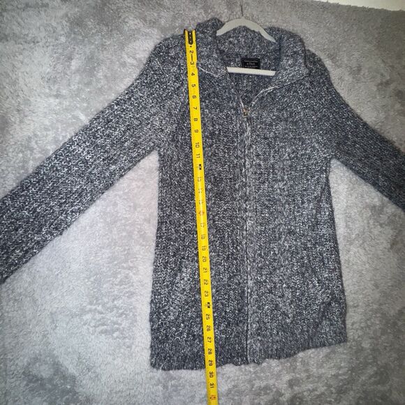Abercrombie & Fitch Women’s Zip Sweater M Gray Marled Knit Cozy Y2K Preppy - Picture 8 of 8